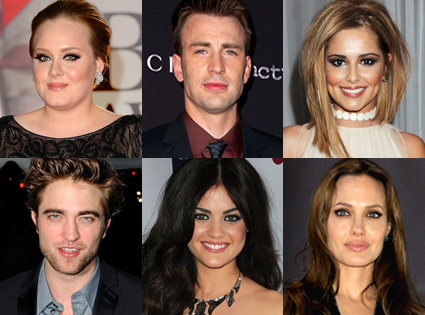 Adele, Chris Evans, Cheryl Cole, Robert Pattinson, Lucy Hale, Angelina Jolie Adele, Chris Evans, Cheryl Cole, Robert Pattinson, Lucy Hale, Angelina Jolie